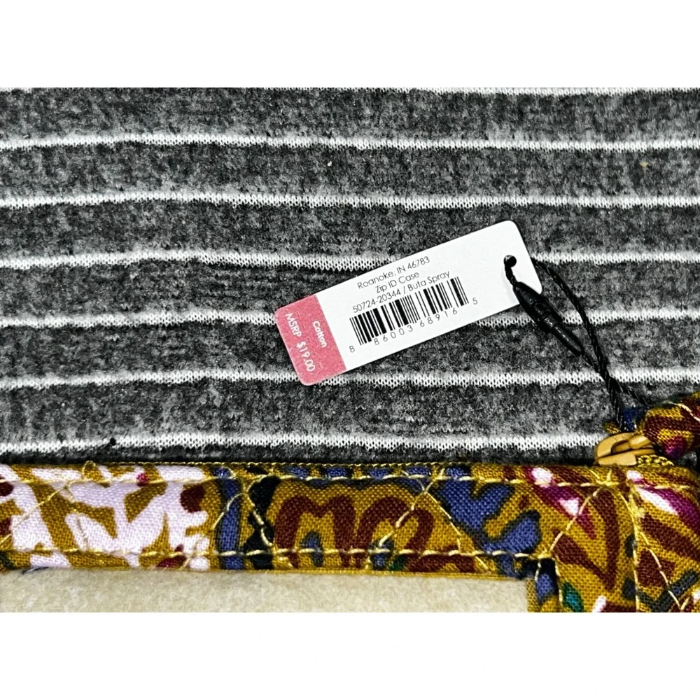 Vera Bradley Zip ID Case Quilted Cotton Wallet Keychain